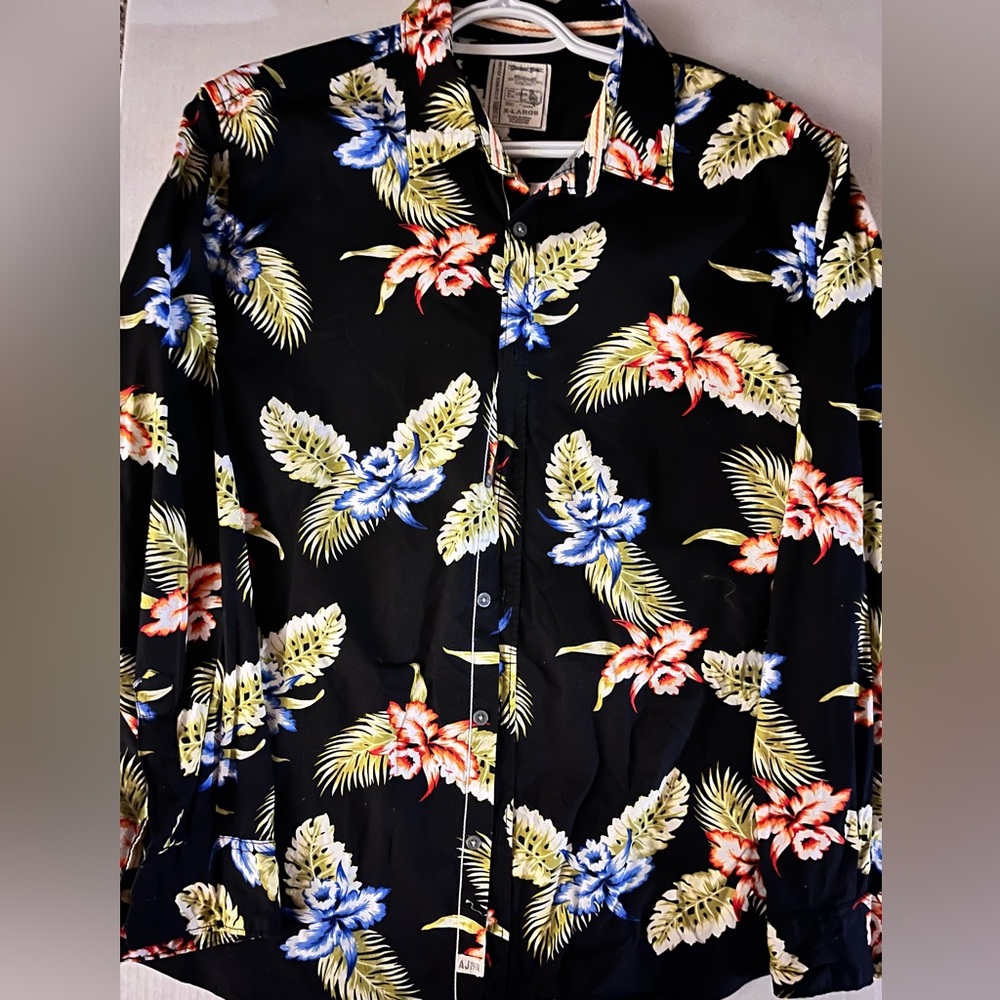 Alexander Julian Black Shirt with Floral Accents